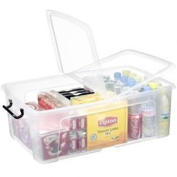 Contenitore con doppio coperchio in ppl 50L Strata riciclabile impilabile trasparente