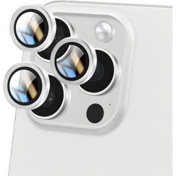 Protector de objetivo templado plateado para iPhone 16 Pro Max
