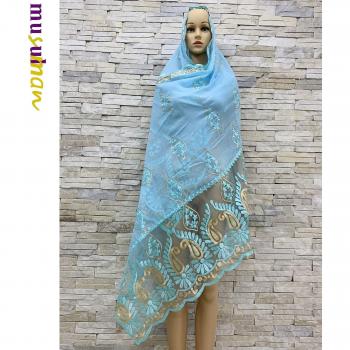 Écharpe musulmane en coton pour femmes, taille moyenne, épissure brodée, MS108
