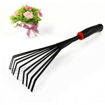 Râteau Portable 9 Dents en Acier pour Jardinage
