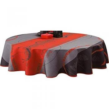 Astrid rouge : nappe anti‑taches ronde 160 cm