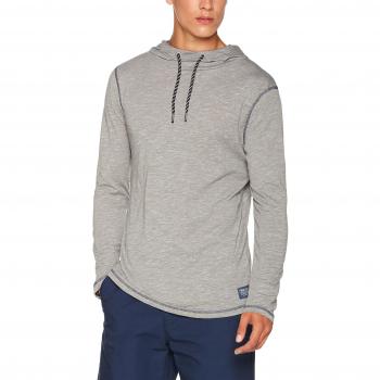 TOM TAILOR Denim Herren Langarmshirt Hoody Tee Long Sleeve, Grau, X-Large