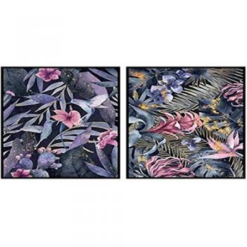 Set de Cuadros Decorativos Tropicales con Hojas de Planta (53 x 4,3 x 73 cm)