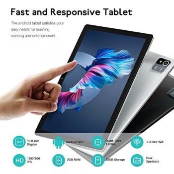 10 Zoll Tablet, Android 10, 10.1 Quad-Core, 6000 mAh, 32GB, Silber