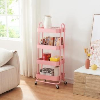 Carrello da Stoccaggio Pyhnt in Acciaio Rosa con 4 Contenitori
