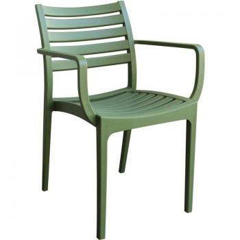 Sedia Poltrona Esterna da Giardino in Resina con Schienale a Doghe – Green Lyndo