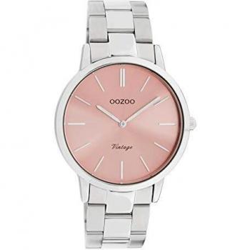Ozzoo Fashion Analog Damen Uhr 38 mm, Rosa/Silber – Edelstahlarmband
