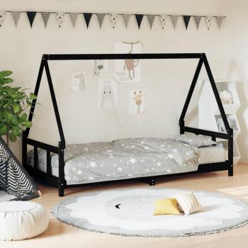 Giroletto per Bambini Nero 90x190 cm in Legno Massello di Pino Vidaxl 49344