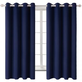 Gardine mit Ösen blickdicht Marineblau 137x117 cm 2 Stück