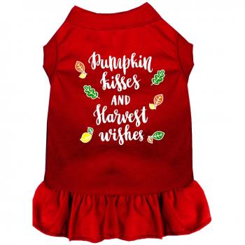 Screen Printed Pet Dress in Pumpkin Kisses Design by Mirage, Size: 3X-Large, Color: Red