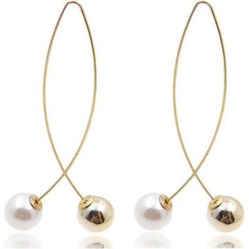 Simple Long Cross Earrings with Imitation Pearls