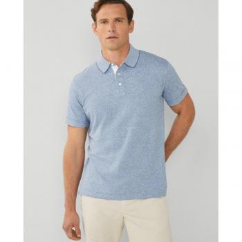 Polo Hackett corto lino chambray blu S (taglia S)