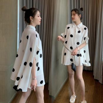 Chic Chiffon Moederschap Shirt met Zomerpatroon, Geprinte Dot Stijl (8810 #2022)