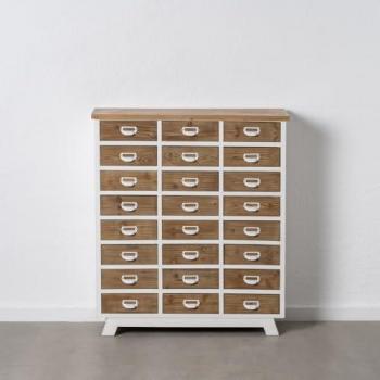 Cassettiera Alta Bianco Beige in Legno di Abete 94 x 35 x 108 cm