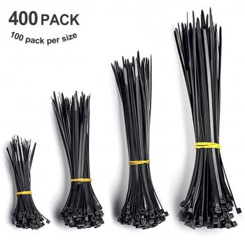 Ankier 250mm Black Nylon Cable Zip Ties (100 Pcs)