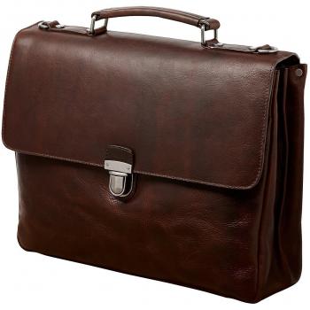 Sacoche de bureau en cuir brun « Roma » – 2 compartiments