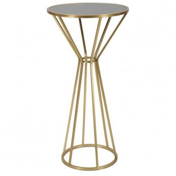 Mauro Ferretti Table de salon ronde, plateau miroir 40×80 cm, finition dorée