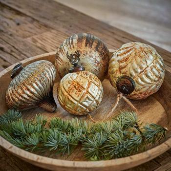 Weihnachtsschmuck 4er Set Donia, antikgold/antikbraun