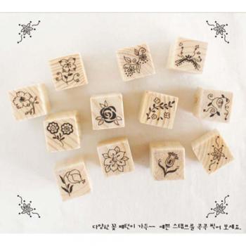 12er Set dekorative Holzstempel für DIY