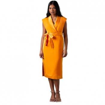 Orange Petite Tux Satin Dress by Coast, Size 8