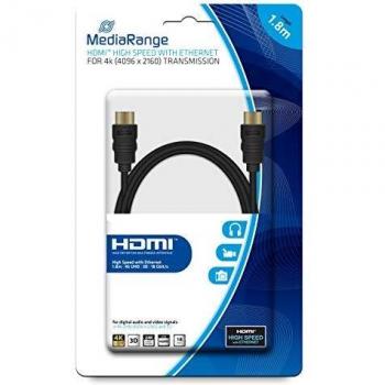 MediaRange HDMI Cable with Ethernet 18Gbit 1.8m Black MRCS156 ME61259