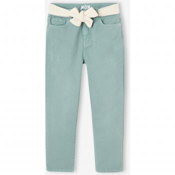 Vert Émeraude Mom Pants avec Ceinture Coton