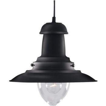 Industrie‑Stil Pendellampe Searchlight – 1‑Flamme, Schwarz, Kuppel Decke