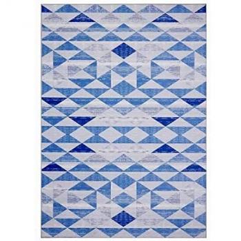BEDSURE Grand Tapis de Salon 160x230cm en Bleu avec Motif Géométrique et Design Moderne
