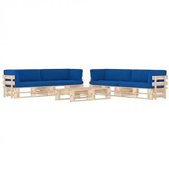 Set Divani da Giardino in Pallet 6 pz con Cuscini in Legno di Pino Impregnato