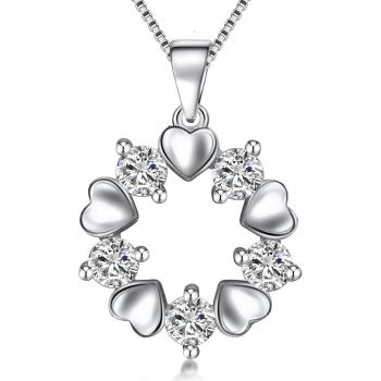 Collier Coeur Argent 925 Femme Pendentif Zircones