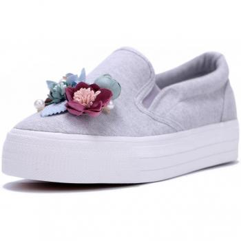 Fujin 3D Blume Freizeit-Schuhe, Frauen, Plattform, Strass, Vulkanisiert