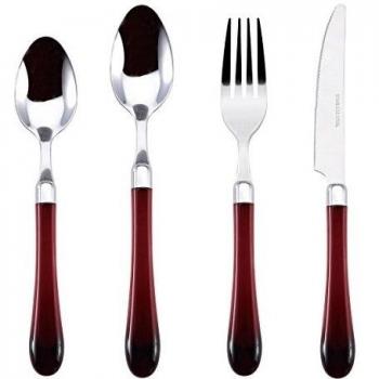 Renberg 24 Piezas Cubertería Acero Inoxidable Burdeos