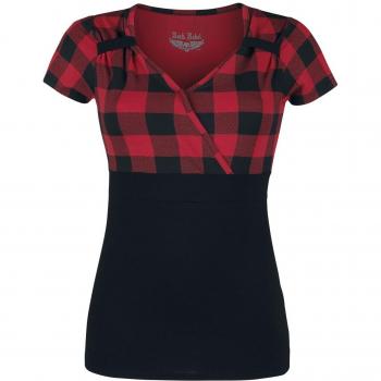 Black/Red Rockabilly Style T-Shirt by Rock Rebel from EMP, Women's sizes S to 5XL, color: black-bordeaux