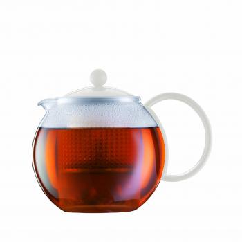 Bodum 1.0 L Assam Tea Pot – Plastic Strainer, Plastic Lid, Off White
