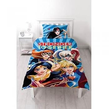 DC SUPERHÉROÏNES DE COMICS PARURE DE LIT UNE PLACE MOTIF IMPRIMÉ LARGE CHARACTER WORLD UK HOME CDKH4