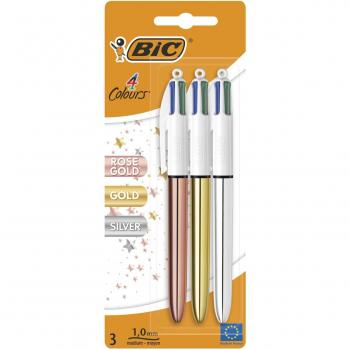 Colección BIC Shine Rose Gold: 3 Bolígraphos 1.0 mm