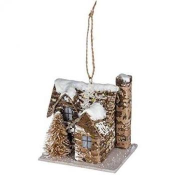 Maison de Noël en Bois avec Effet Glacé