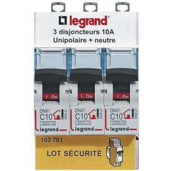 Ensemble de 3 disjoncteurs Unipolaire DNX³ 10 A (neutre inclus) – Legrand