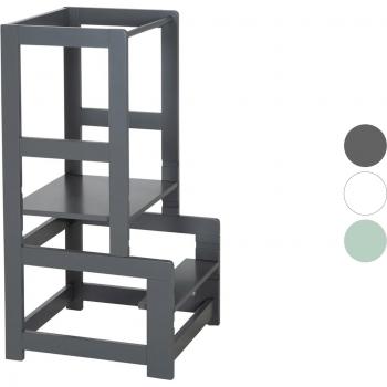 Tour d'apprentissage Montessori en bois blanc réglable en hauteur 47x90x45cm