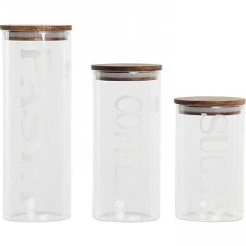 Set di 3 Contenitori Decorativi in Vetro Borosilicato 10,2 x 10,2 x 27,7 cm