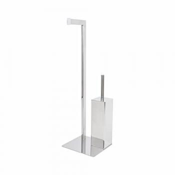 Station de papier toilette sur pied, finition inox poli – Zeus