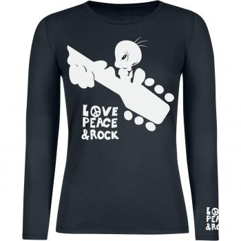 Maglia Maniche Lunghe Looney Tunes Tweety Love, Peace & Rock Donna Nero XL