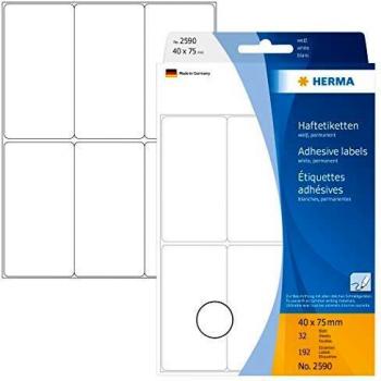 Herma 40 mm White Label Sheets – 40×75 mm