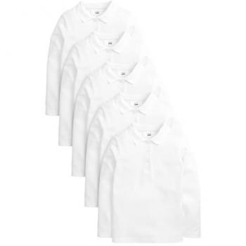 Next Langarm-Polo-Shirts für die Schule, 5er-Set
