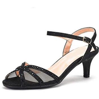 Jillian Black Wide Mesh Strappy Heel – 9E