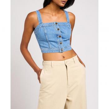 Top corset en jean boutonné