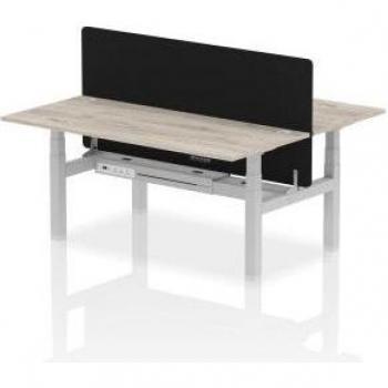 Air 1800 x 800mm Height Adjustable 2 Person Bench Desk Grey Oak Top with Cable Ports