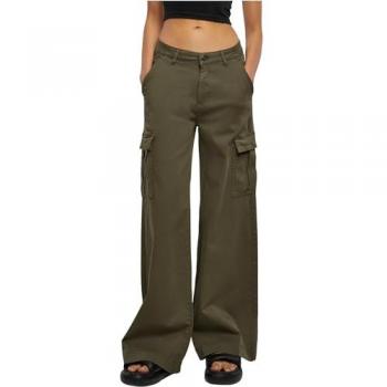 Urban Classics Ladies High Waist Wide Leg Twill Cargo Pants