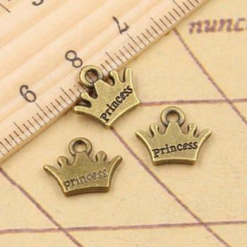 Colgantes de corona princesa 20 Uds. 13x11mm fabricación artesanal