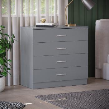 Commode Riano 4 tiroirs – Gris Métallique